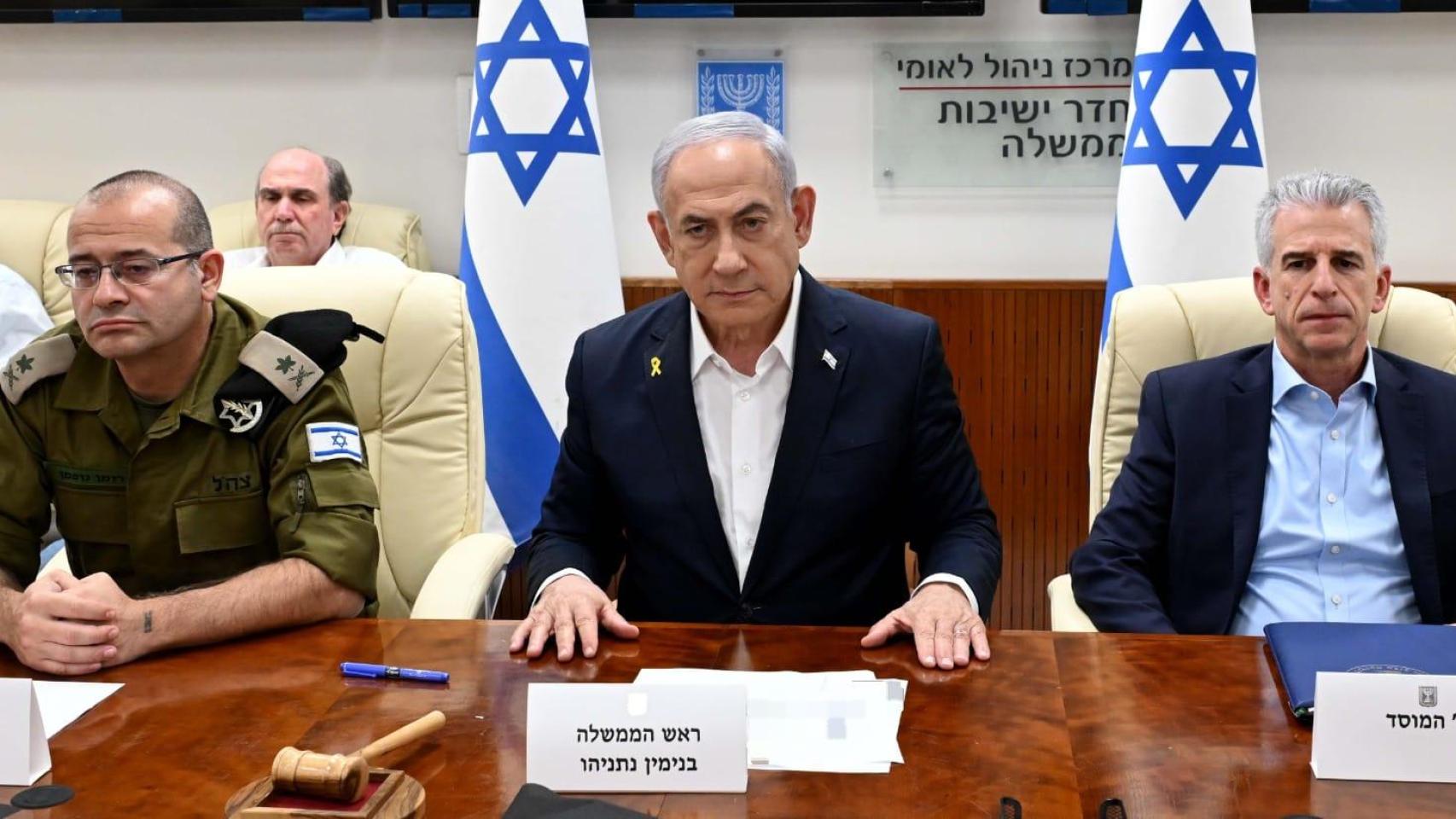 Benjamin Netanyahu este martes en su declaración tras el masivo ataque de Irán a Israel.