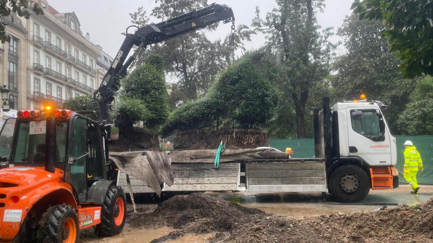 El Dinoseto, preparado para abandonar la Alameda.