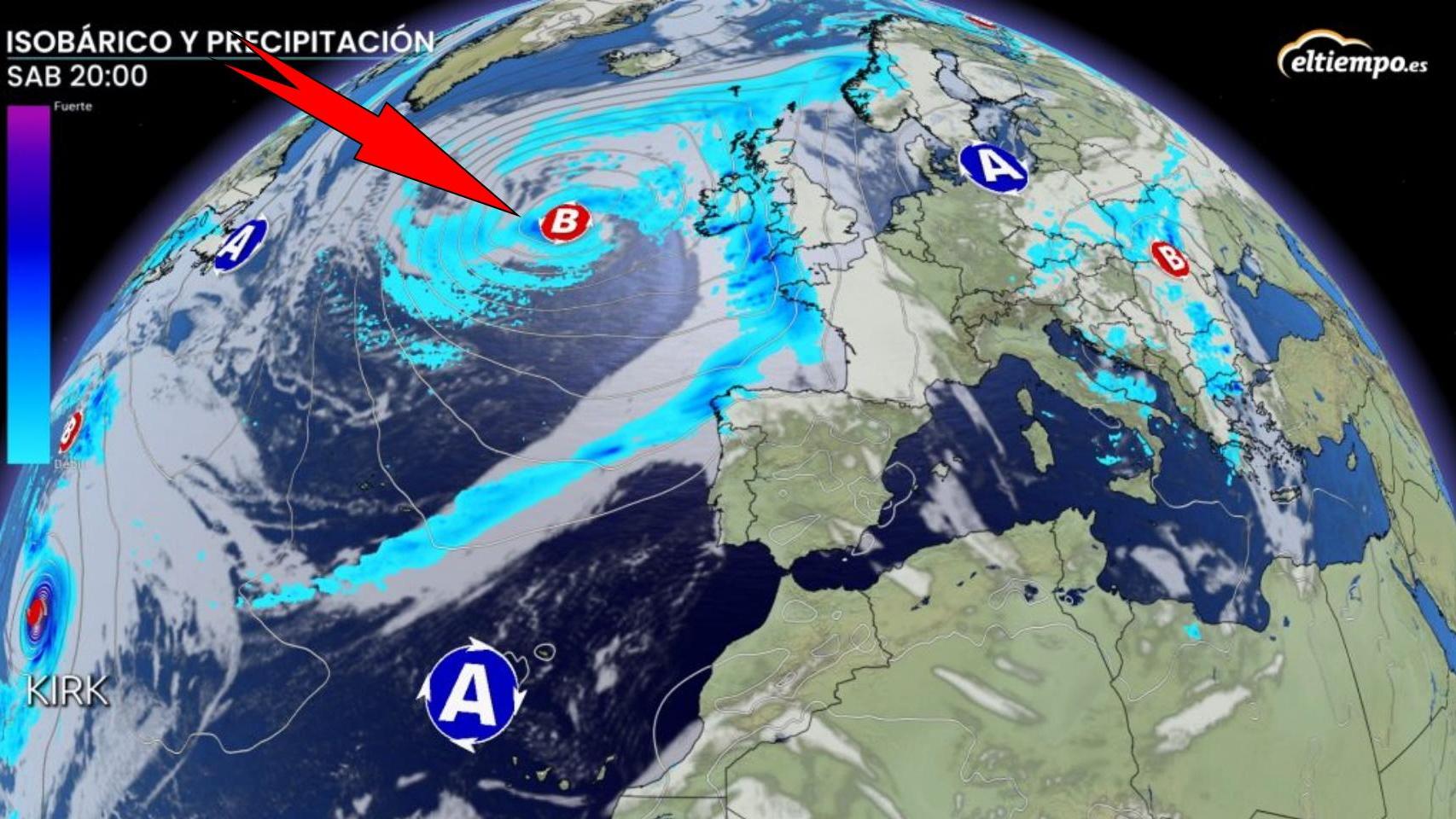 Los frentes que descargarán lluvias en el primer fin de semana de octubre. ElTiempo.es