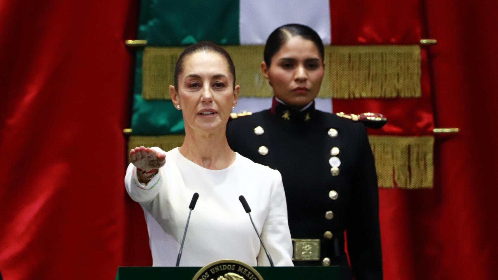 La presidenta de México, Claudia Sheinbaum, este martes durante su toma de posesión.