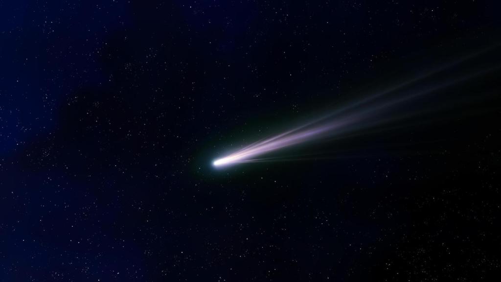 Cola de un cometa brillante en una imagen de archivo