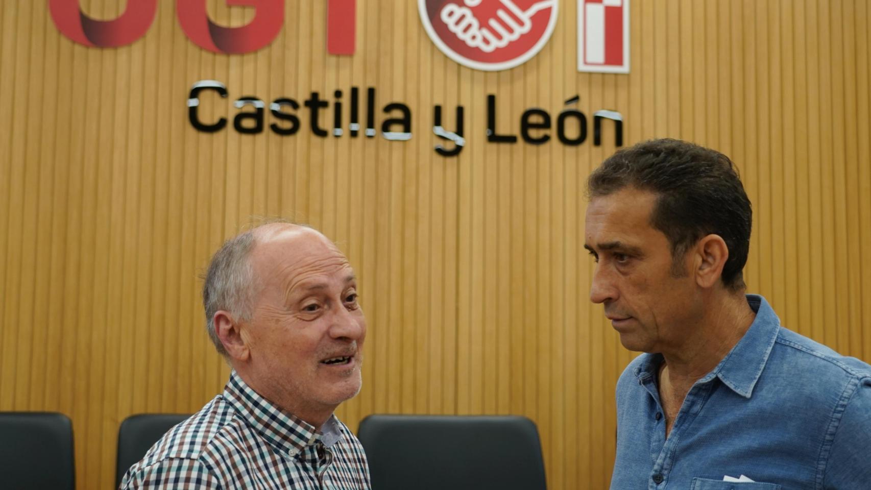 El secretario general de UGT Castilla y León, Faustino Temprano, y el secretario general de CCOO Castilla y León, Vicente Andrés