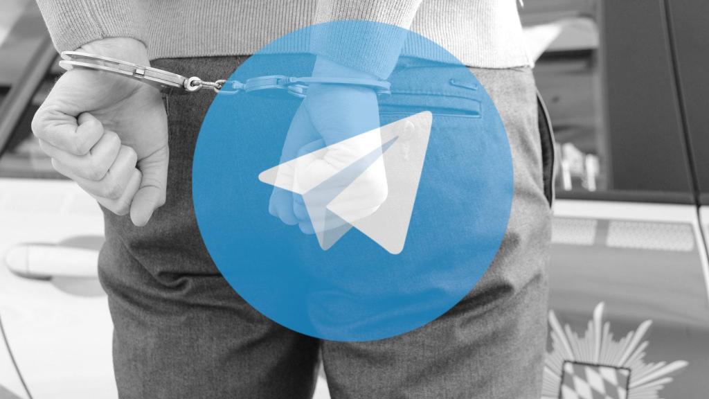 Fotomontaje de un arresto con el icono de Telegram