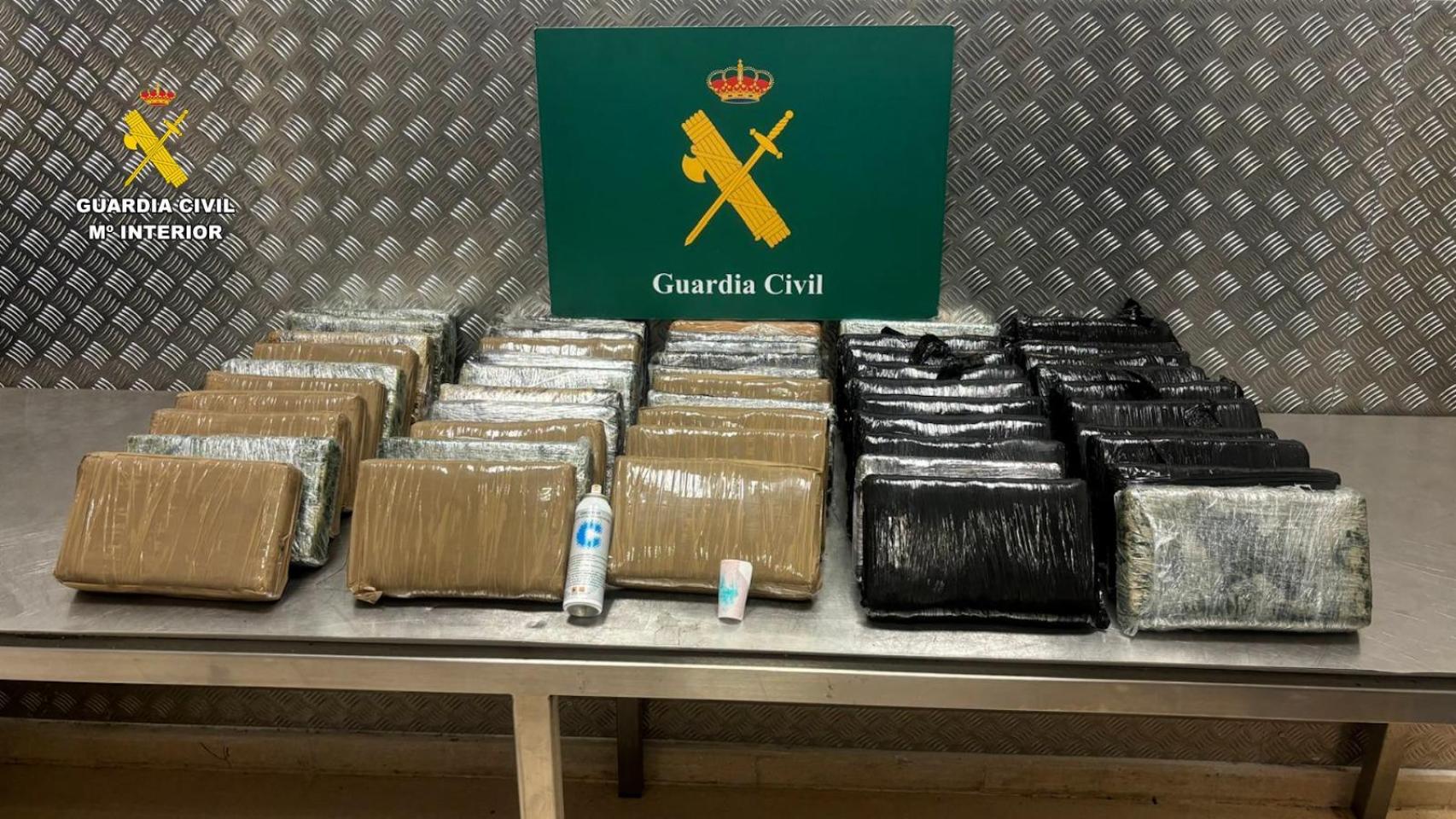 Paquetes de droga incautados en Barajas.