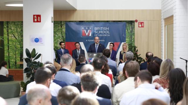 Ignacio Martínez Arrúe, director general de Ordenació Educativa y Política Lingüística de la GVA durante su intervención en la inauguración de BSV Nexus en Valencia. British School of Valencia