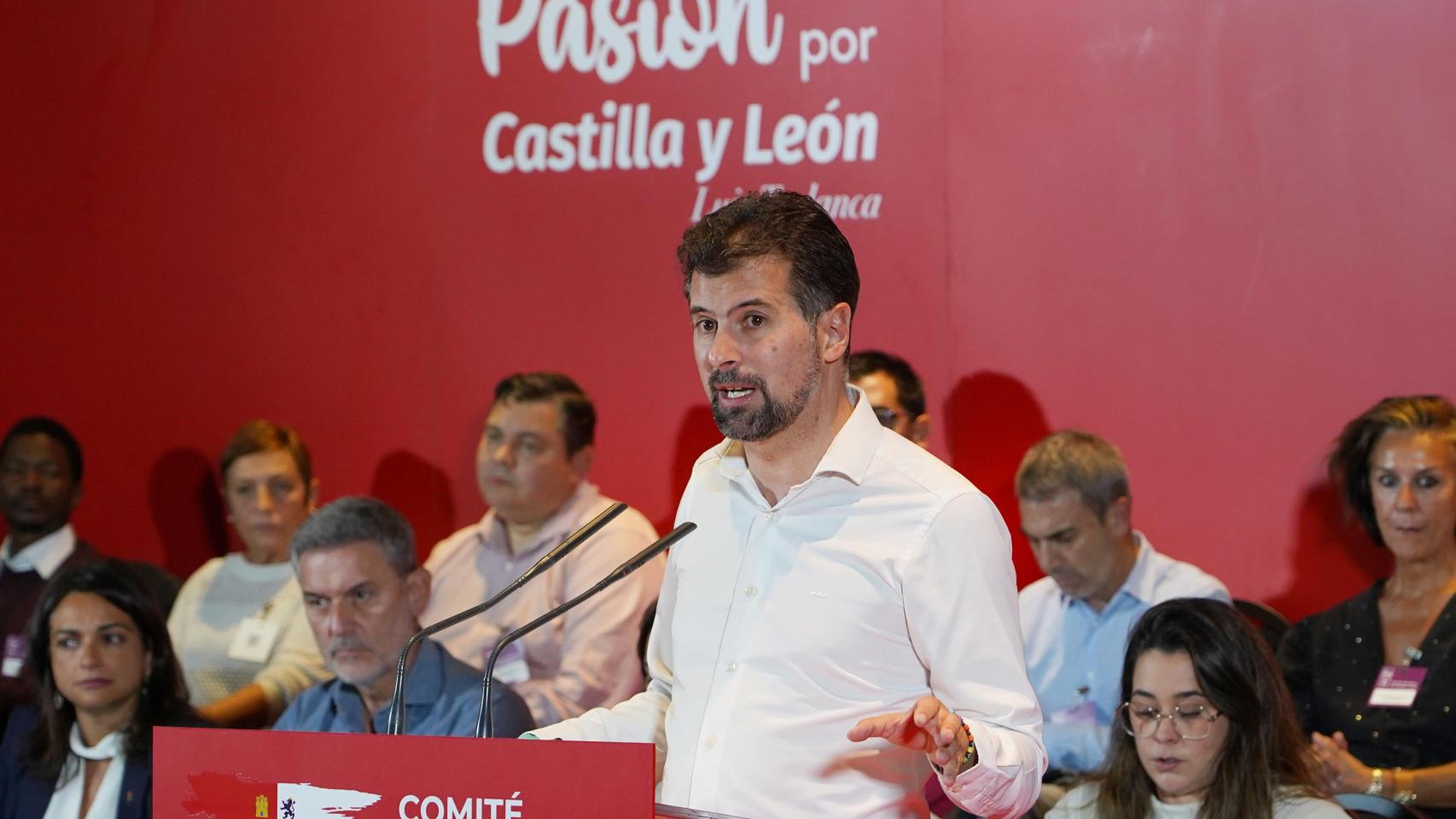 El secretario general, Luis Tudanca, interviene en la reunión del Comité Autonómico del PSOE de Castilla y León