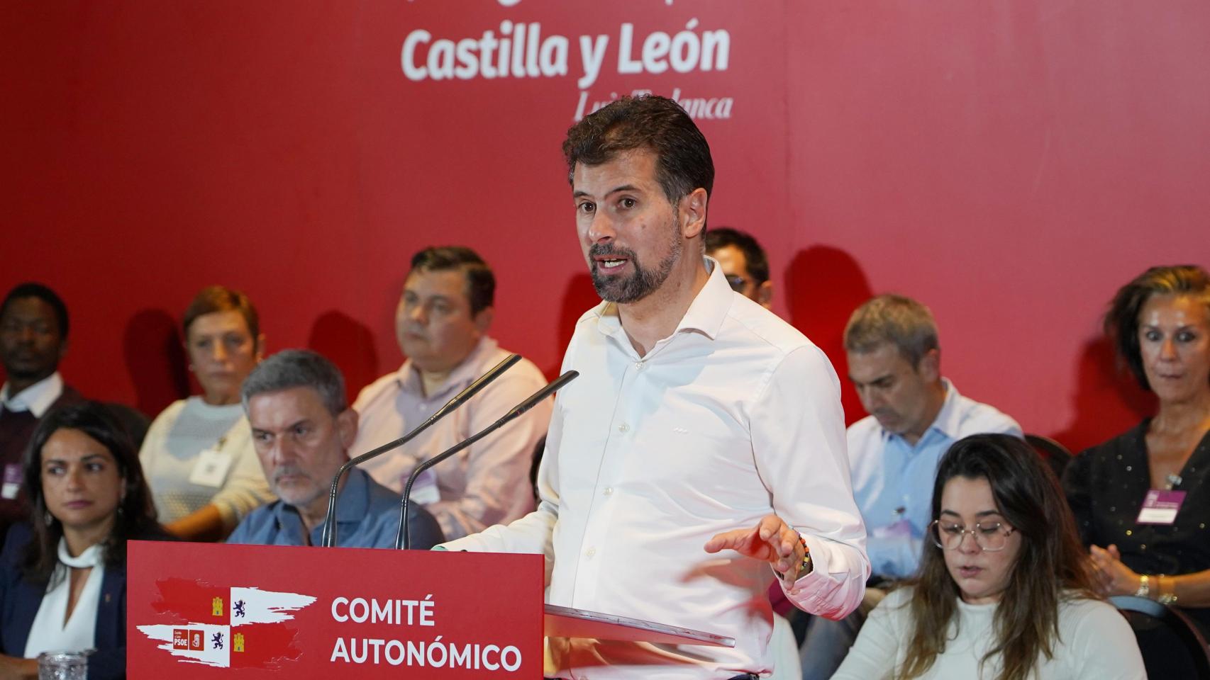 El secretario general, Luis Tudanca, interviene en la reunión del Comité Autonómico del PSOE de Castilla y León, el pasado viernes