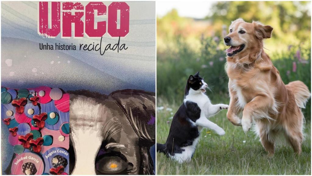 La portada del libro de Urco y una imagen de un perro y un gato.