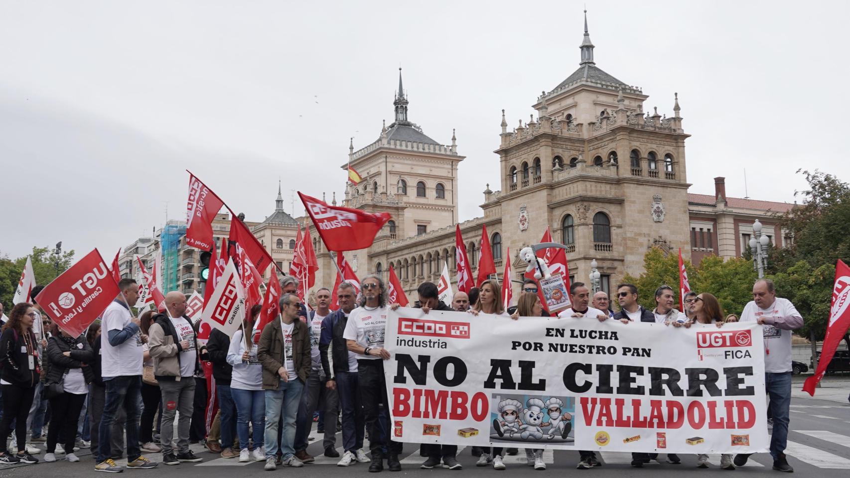 Manifestación de los trabajadores de la planta de Bimbo en Valladolid