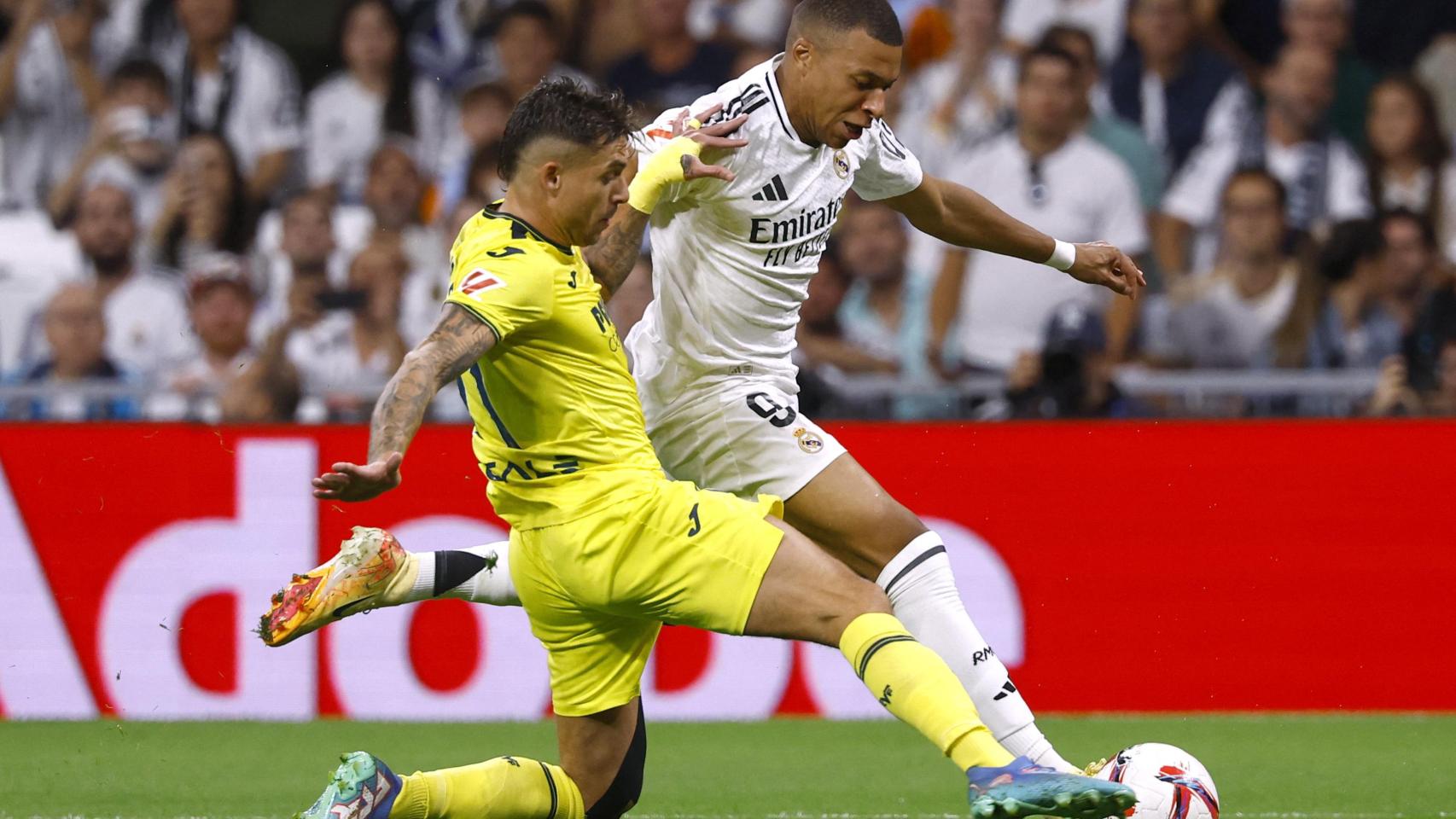 Mbappé, durante el partido ante el Villarreal.