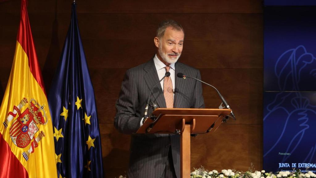 Felipe VI, durante el Encuentro de las Academias Iberoamericanas de la Historia en España.