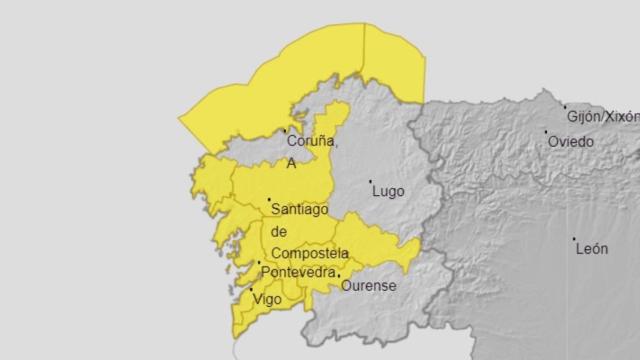 Alerta amarilla en casi toda Galicia por acumulación de precipitaciones