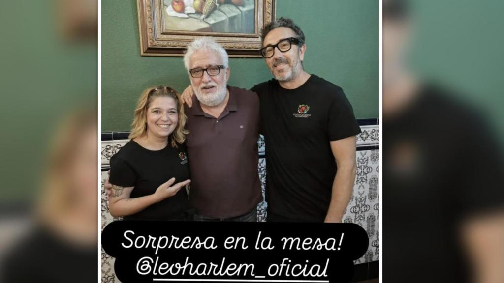 Leo Harlem en una comida en el Mesón de Pedro