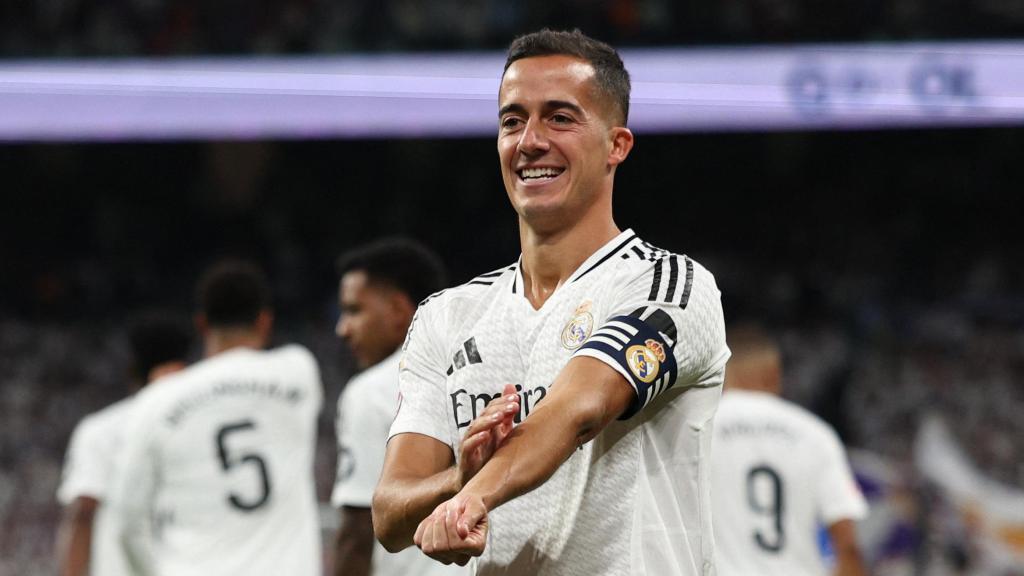 Lucas Vázquez celebra su gol de esta temporada ante el Alavés.