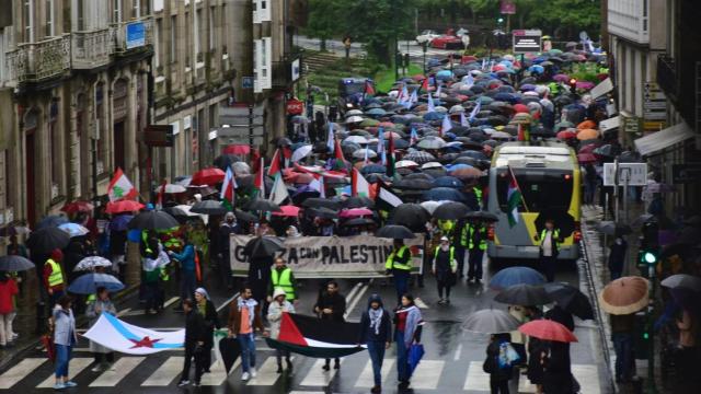 Concentración en favor de Palestina en Santiago, el pasado domingo.