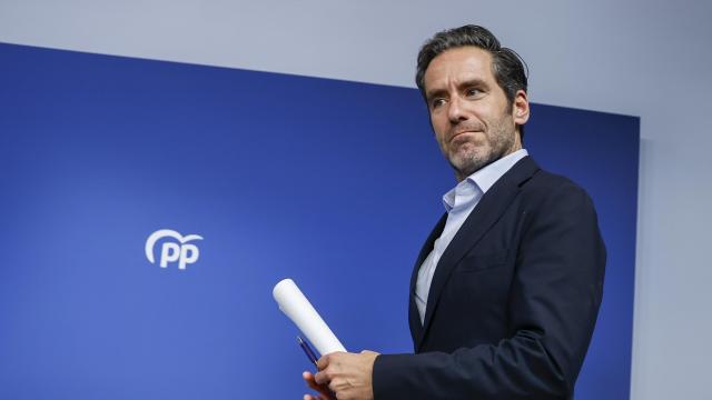 Borja Sémper, portavoz del Comité de Dirección del PP, a su llegada a la rueda de prensa.