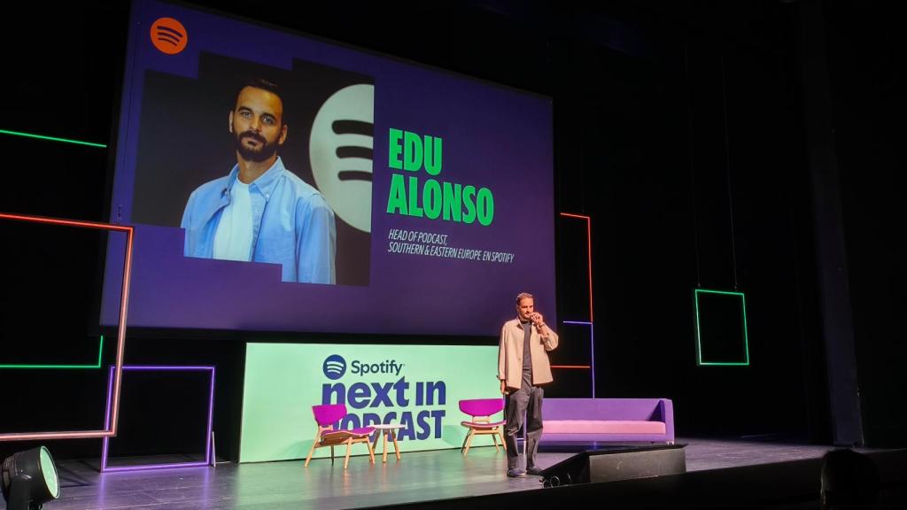 Eduardo Alonso durante la conferencia inaugural de Next in Podcast de Spotify