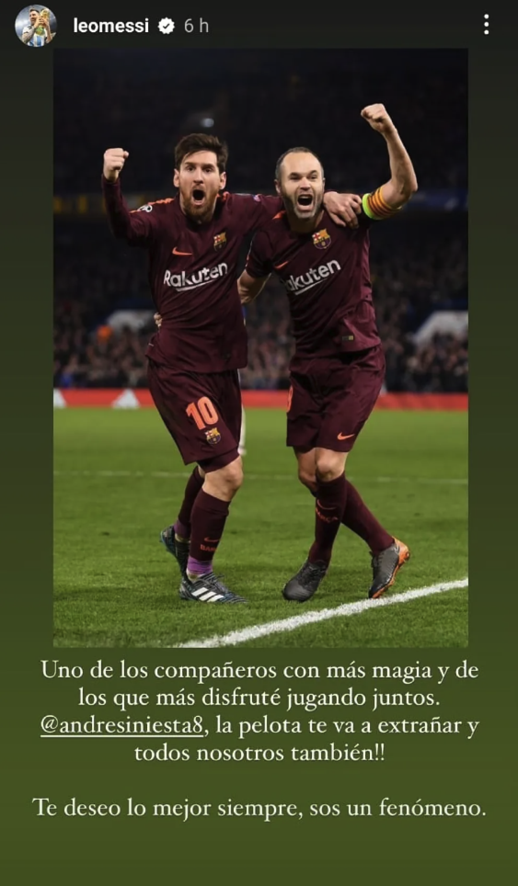 La despedida de Messi a Iniesta