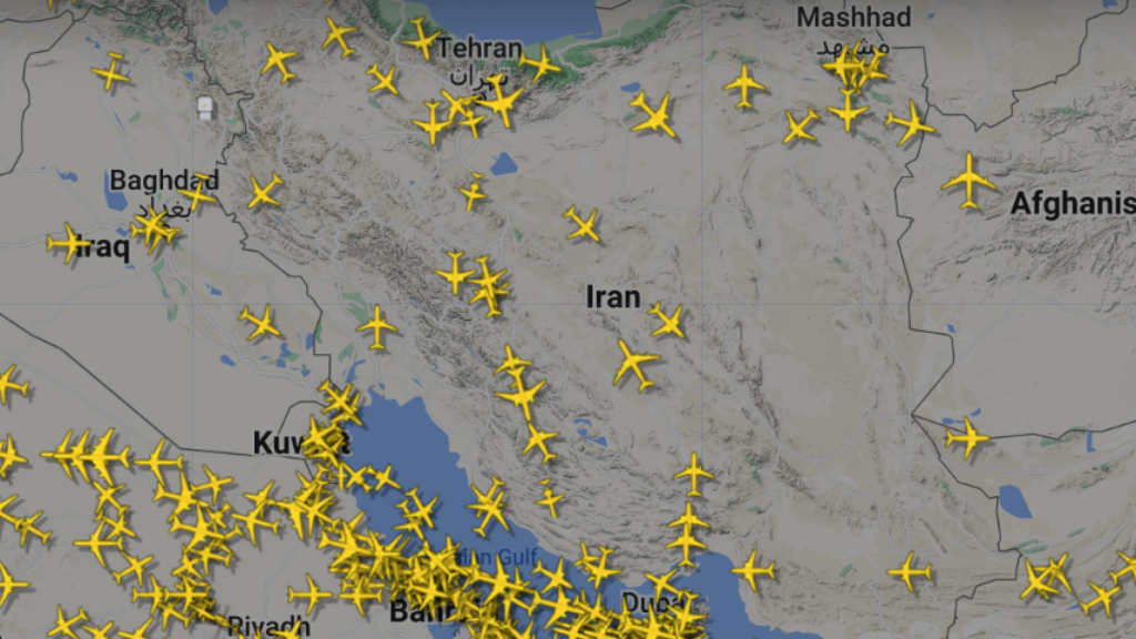 Espacio aéreo de Irán este martes 8 de octubre de 2024 a las 12.00 hora local.