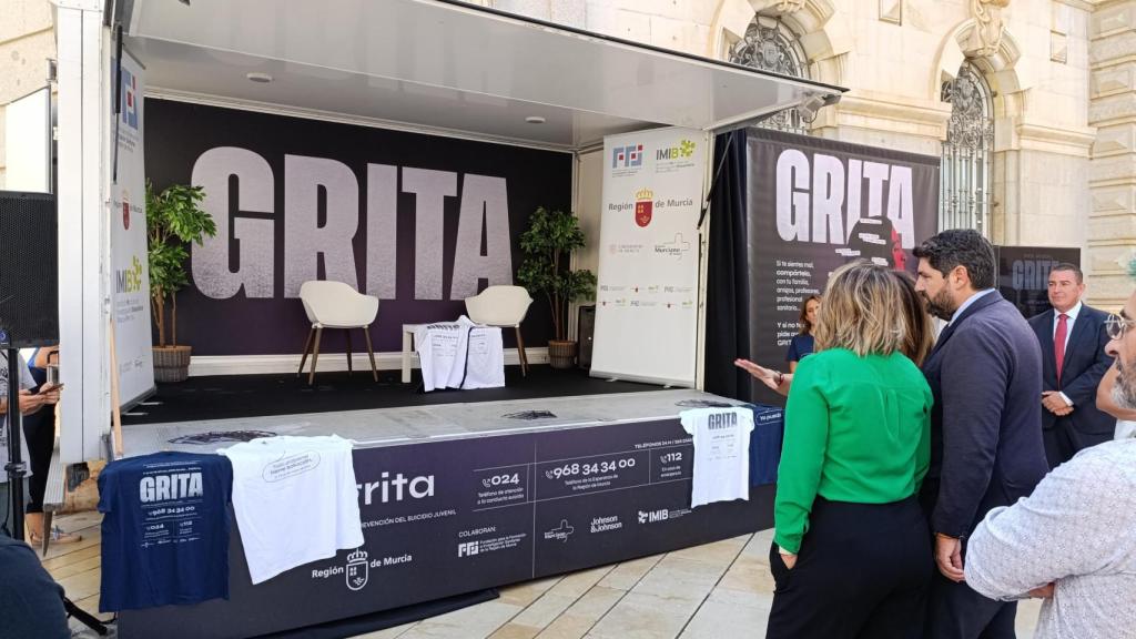 La unidad móvil de la campaña 'Grita!' que pasará por los 45 municipios de la Región de Murcia.