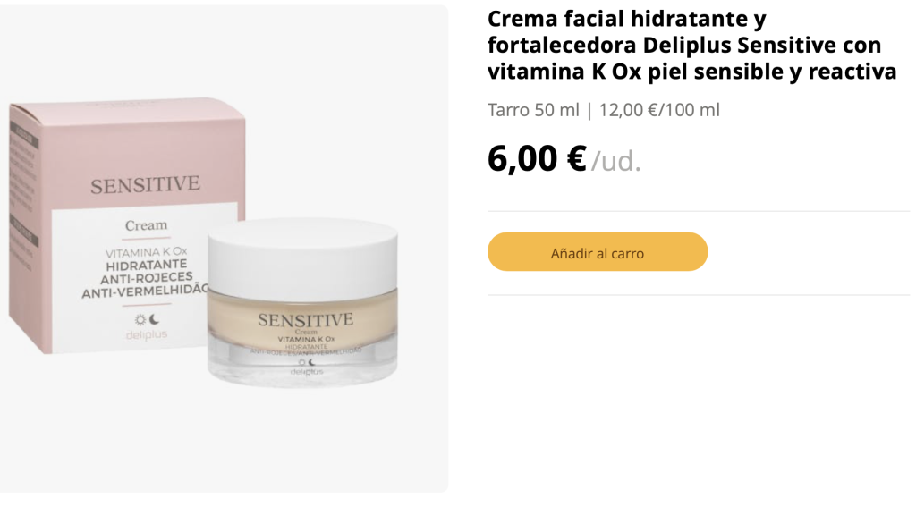 Crema facial hidratante y fortalecedora Deliplus Sensitive.