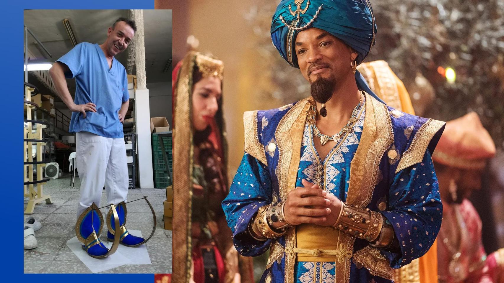 José Vicente junto a Will Smith caracterizado de Genio en 'Aladdin'.