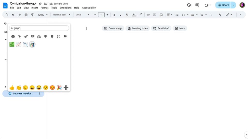 Eligiendo emoji para una pestaña en Google Docs