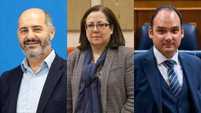 Los diputados del PP José Manuel Velasco, María Jesús Moro y Rafael Benigno Belmonte.