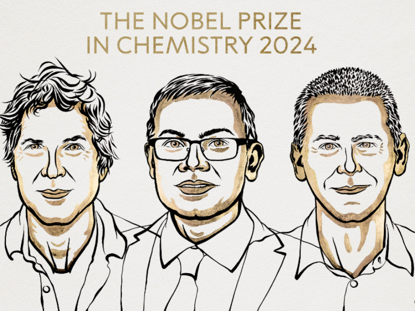 Los galardonados con el premio Nobel de Química 2024.