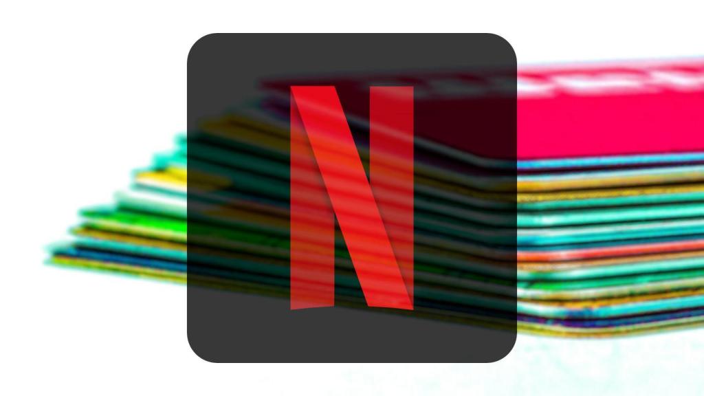 Fotomontaje del icono de Netflix frente a unas tarjetas