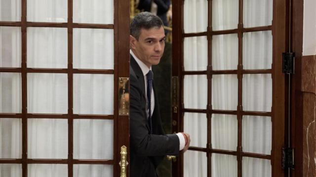 Pedro Sánchez, tras la sesión plenaria de ayer en el Congreso de los Diputados.