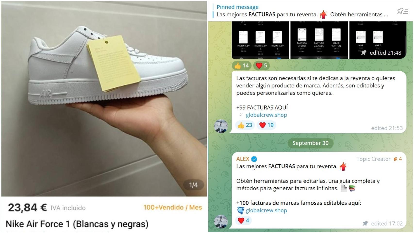 Zapatillas de 20 euros vendidas por 120: infiltrado en el canal de Telegram para estafar con falsificaciones