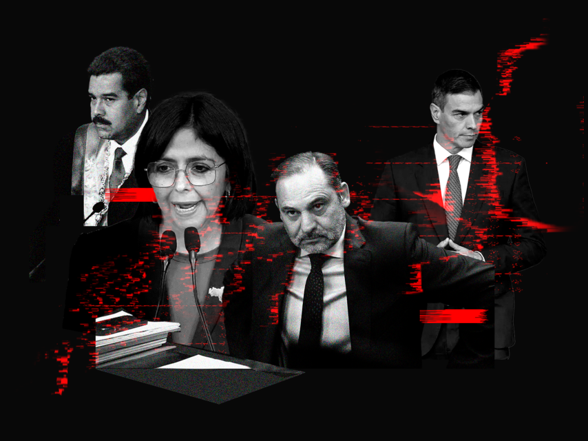 Nicolás Maduro, Delcy Rodríguez, José Luis Ábalos y Pedro Sánchez en un fotomontaje.