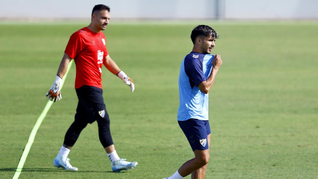 Kevin durante un entrenamiento del Málaga CF