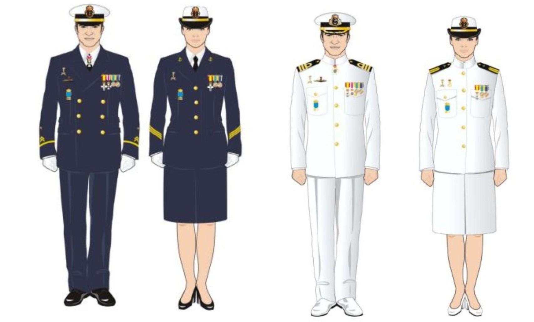 Los uniformes de gala de la Armada.