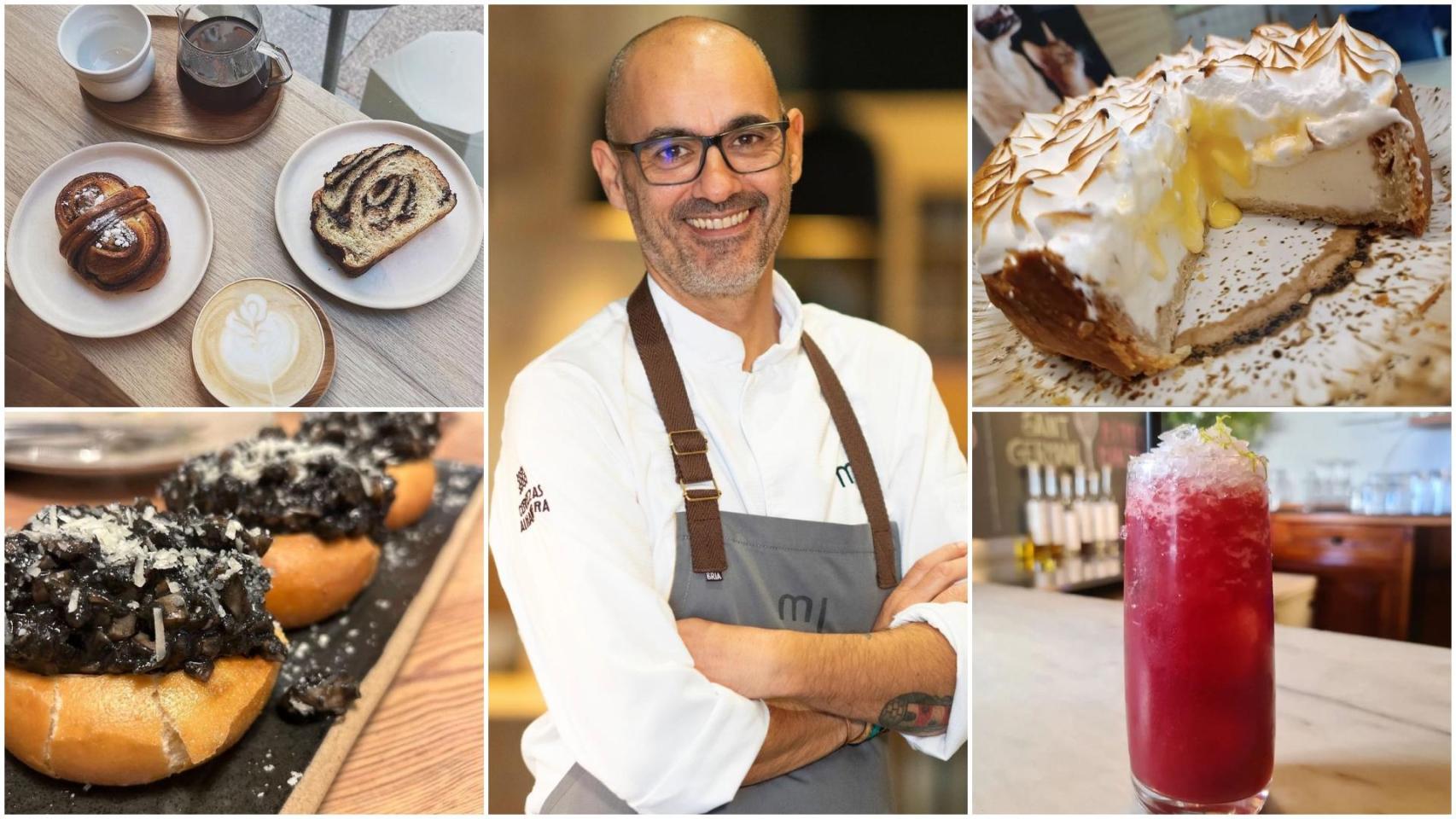 Rafa Centeno con algunos de los platos de sus restaurantes predilectos en Vigo.