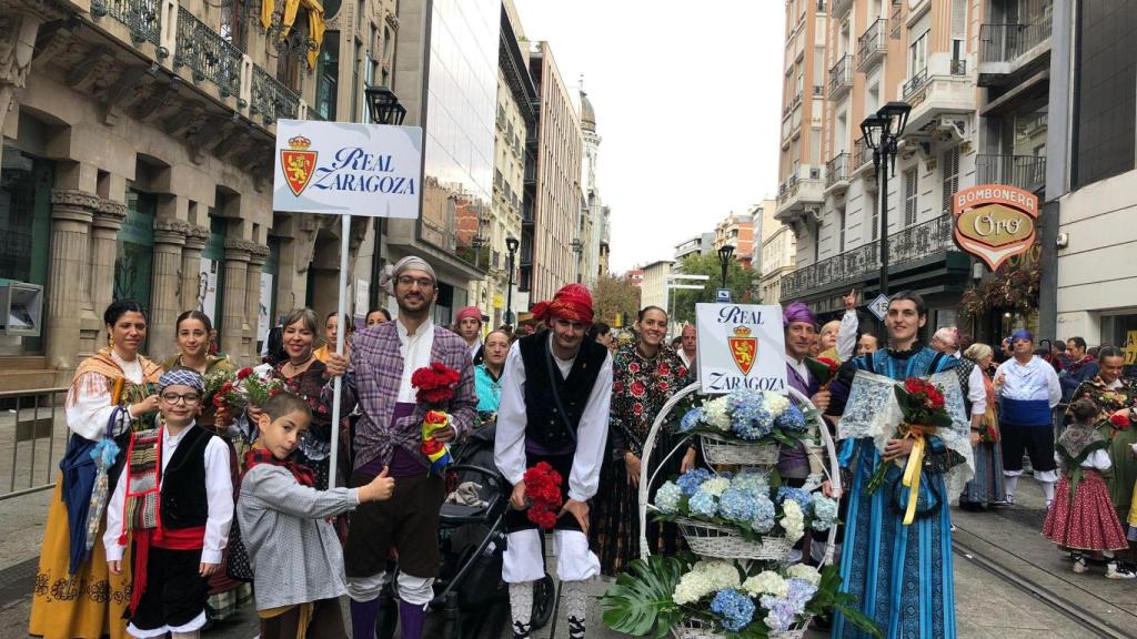 La agrupación del Real Zaragoza, este sábado.