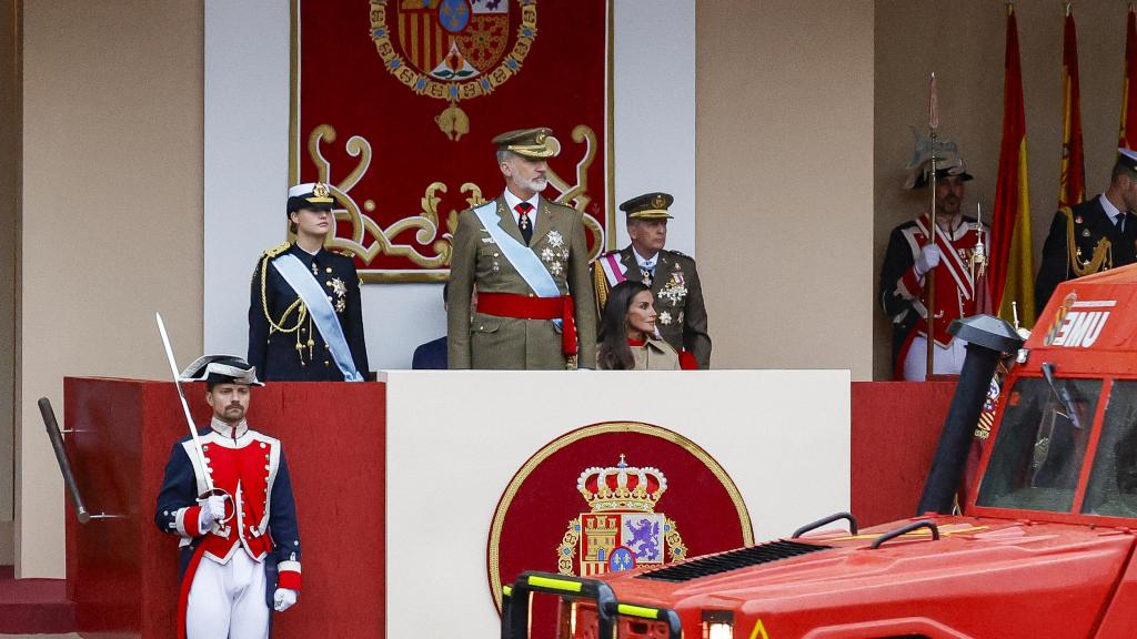 La reina Letizia, sentada en la tribuna real, este sábado, 12 de octubre.