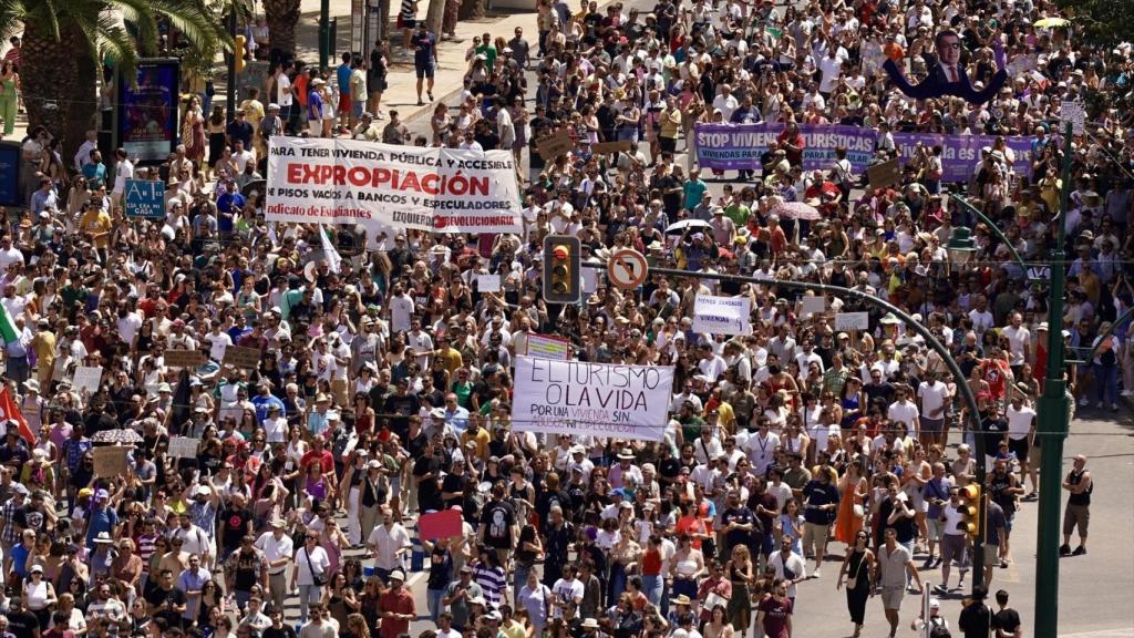 Una manifestación por la vivienda en Málaga.