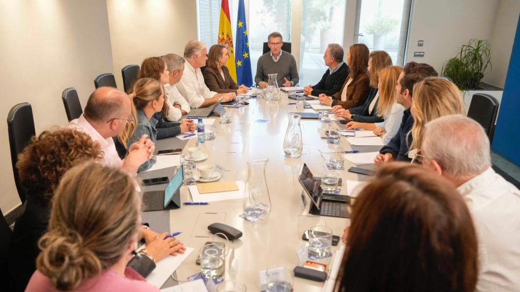 El Comité de Dirección del PP, presidido por Alberto Núñez Feijóo, reunido esta mañana.