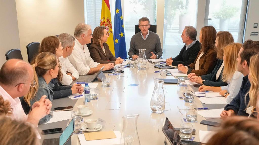 El Comité de Dirección del PP, presidido por Alberto Núñez Feijóo, reunido este domingo.