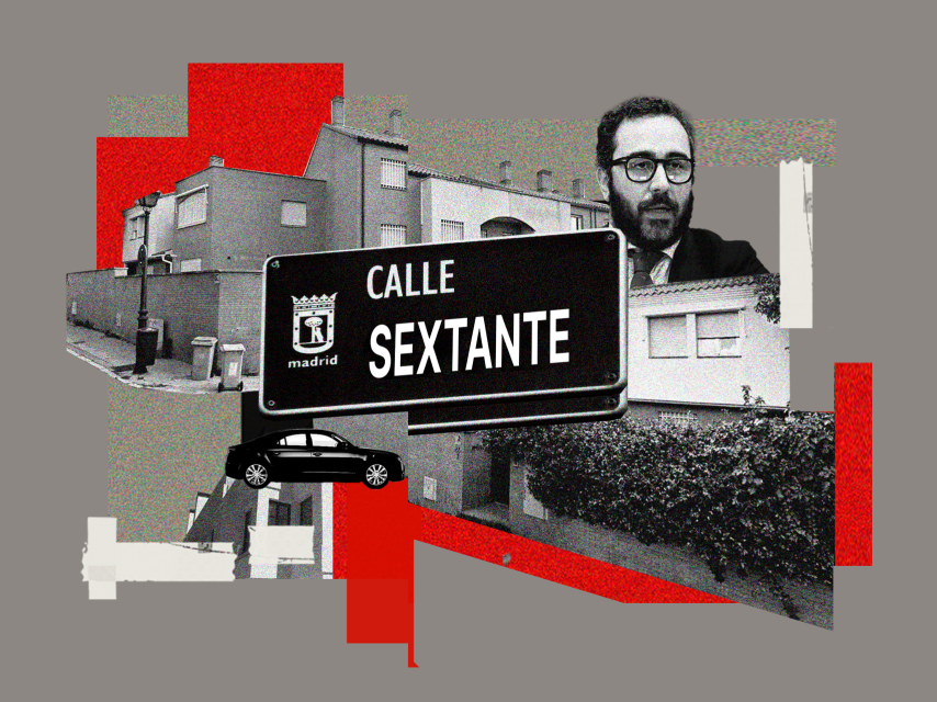 Víctor de Aldama en la calle Sextante de Madrid en un fotomontaje.