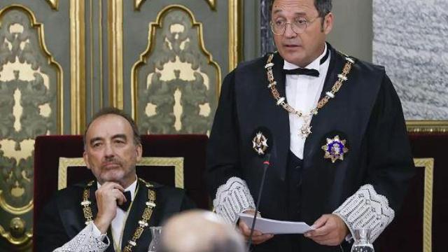 El fiscal general, Álvaro García Ortiz, el pasado 5 de septiembre, en el acto de apertura del año judicial, junto al presidente de la Sala Penal, Manuel Marchena./