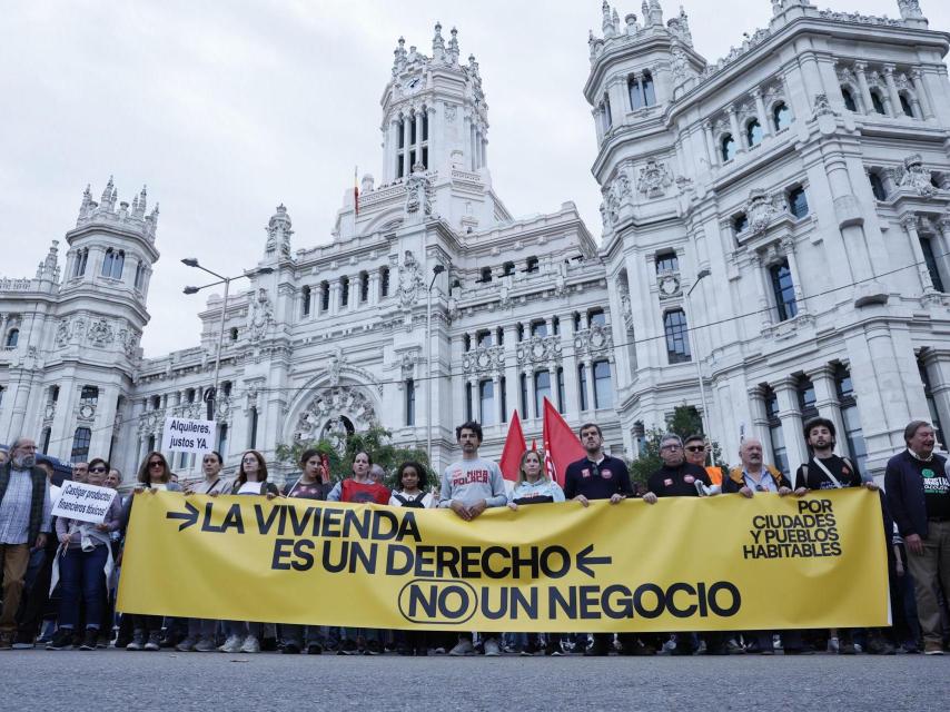 Manifestación en Madrid bajo el lema 'Se acabó. Bajaremos los alquileres'.