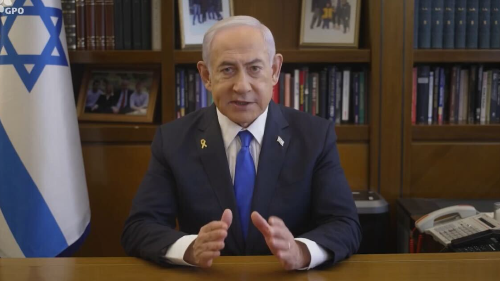 El primer ministro, Benjamin Netanyahu, en el video que ha registrado el 13 de octubre de 2024