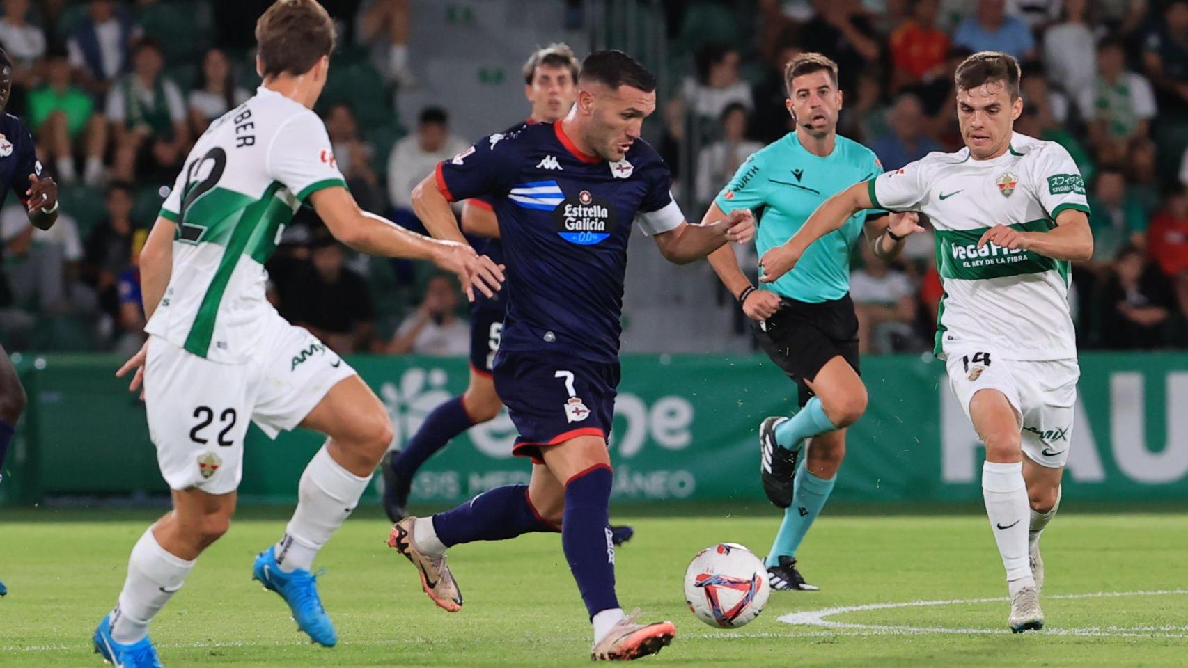 Deportivo en el partido ante el Elche