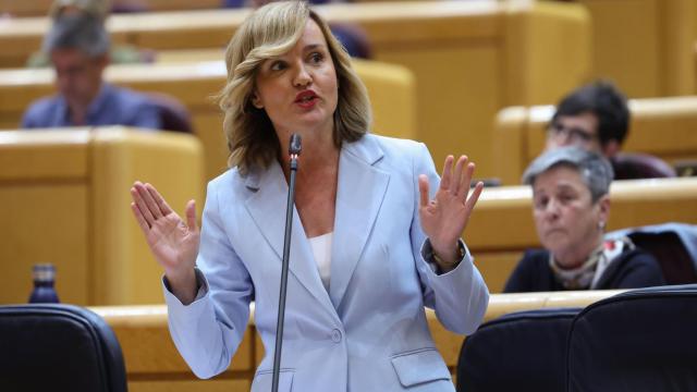 Pilar Alegría en el pleno del Senado de la semana pasada.