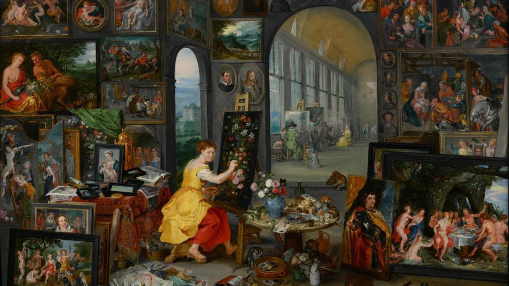 Alegoría de la pintura Jan Brueghel el Joven (según Jan Brueghel el Viejo y Frans Francken el Joven)  1625-30. Foto: Cortesía del Museo del Prado