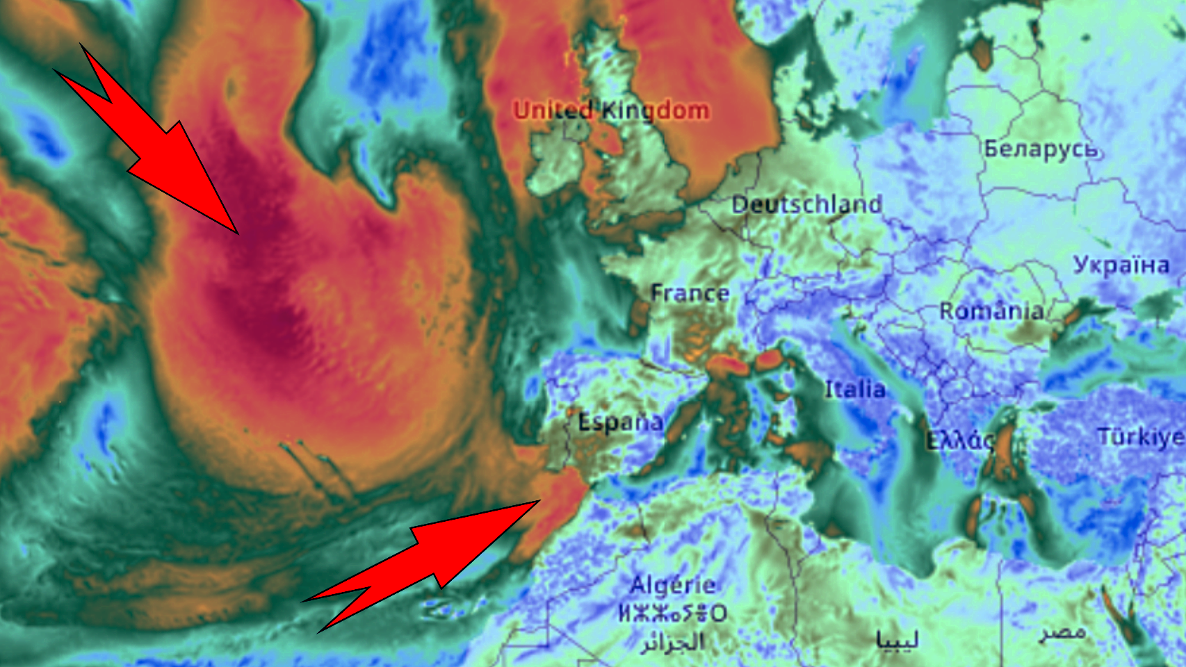 Las masas de viento impulsadas por Leslie, la DANA y la vaguada que golpearán España. ElTiempo.es.