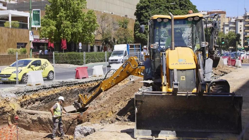 Imagen de archivo de las obras del tranvibús.